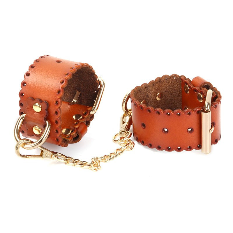Real Leather Handcuffs - - Collars And Cuffs