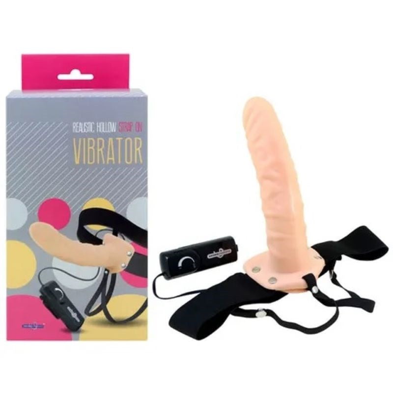 Realistic Hollow Strap-On Vibrator - - Realistic Dildos