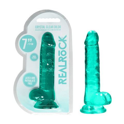 REALROCK 7'' Realistic Dildo With Balls Dong Turquoise - Realistic Dildos