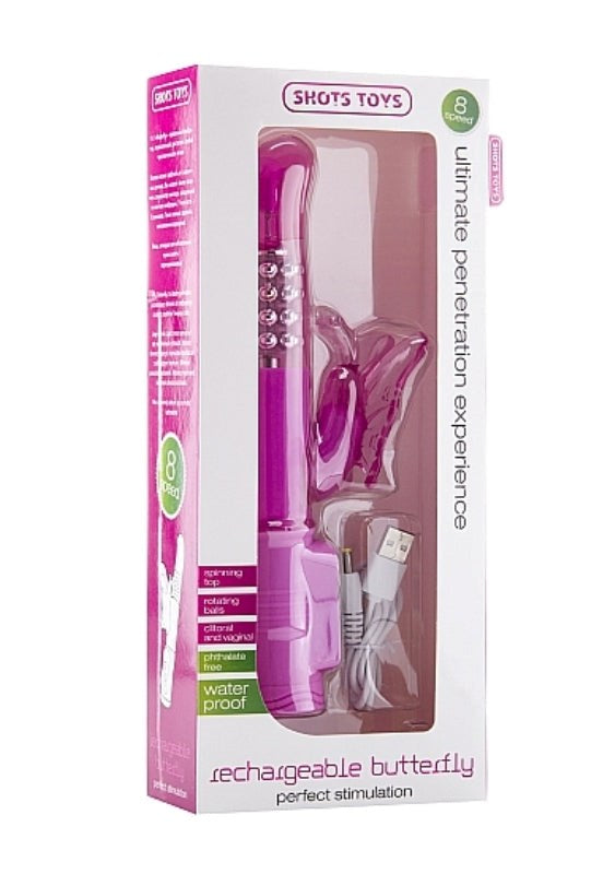 Rechargeable Silicone Butterfly Pink - - Rabbit Vibrators