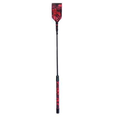 Red and Black Embossed Riding Crop by Hell's Couture - Whips And Crops