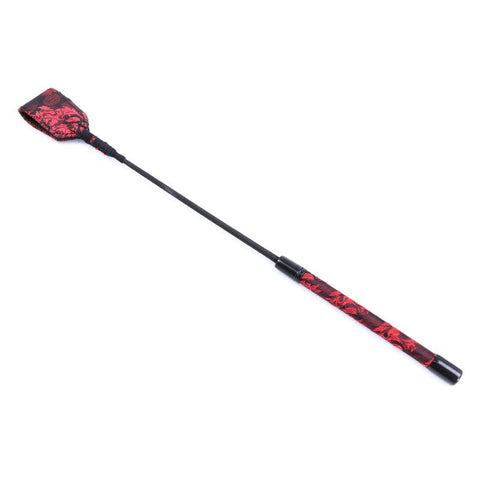 Red and Black Embossed Riding Crop by Hell's Couture - Whips And Crops