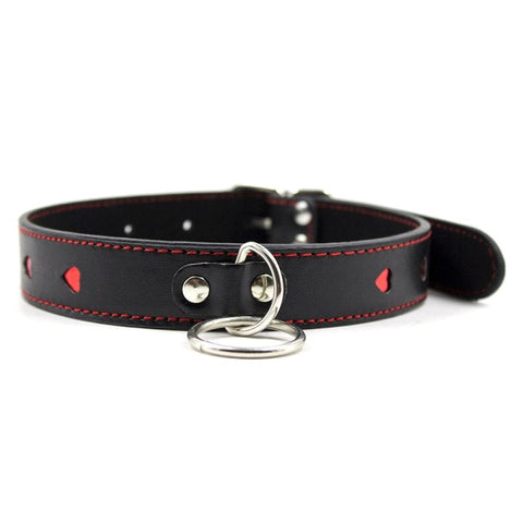 Red Heart O Ring Collar Bondage Collar by BDStyle - Collars and Leads