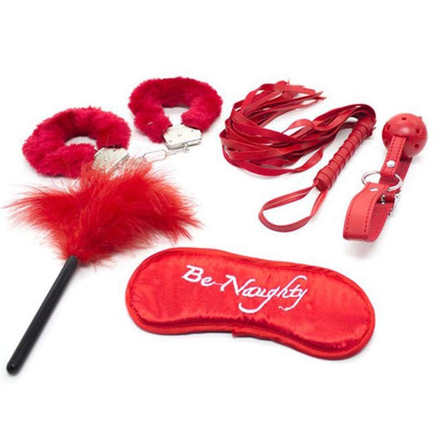 Red Lovers Metal Cuffs Restraint Kit by BDStyle - Bondage Kits