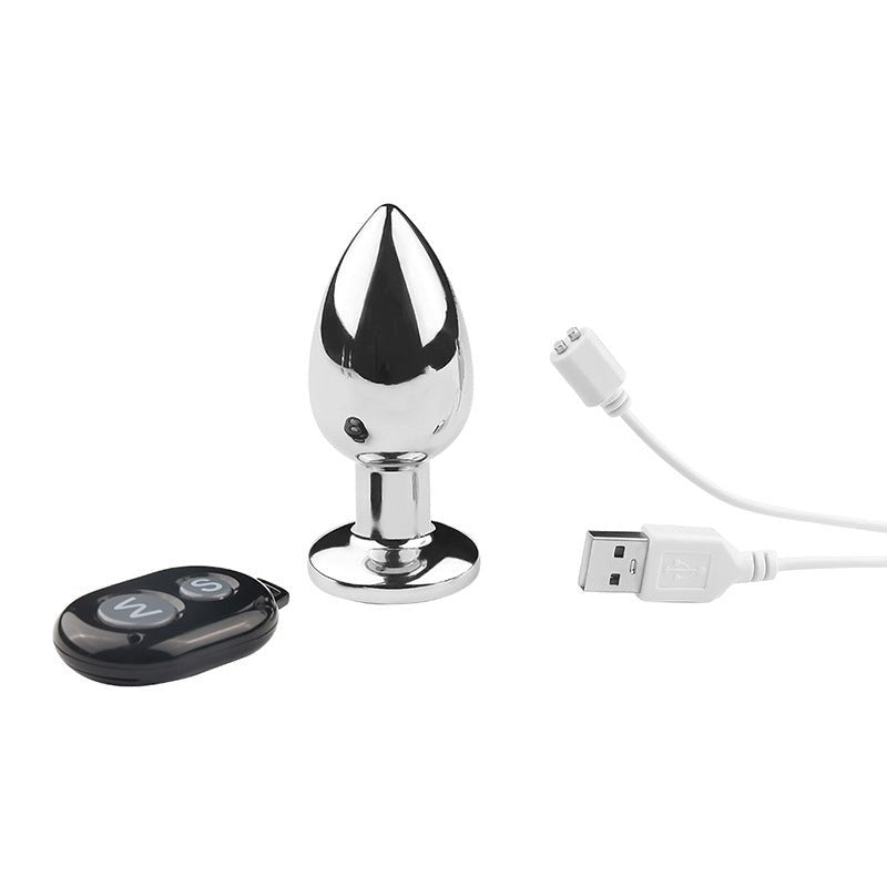 Remote Vibrating Stainless Steel Butt Plug - - Electro Sex