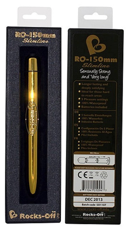 Rocks Off RO 150mm Slimline 10 Speed Gold - - Waterproof Vibrators