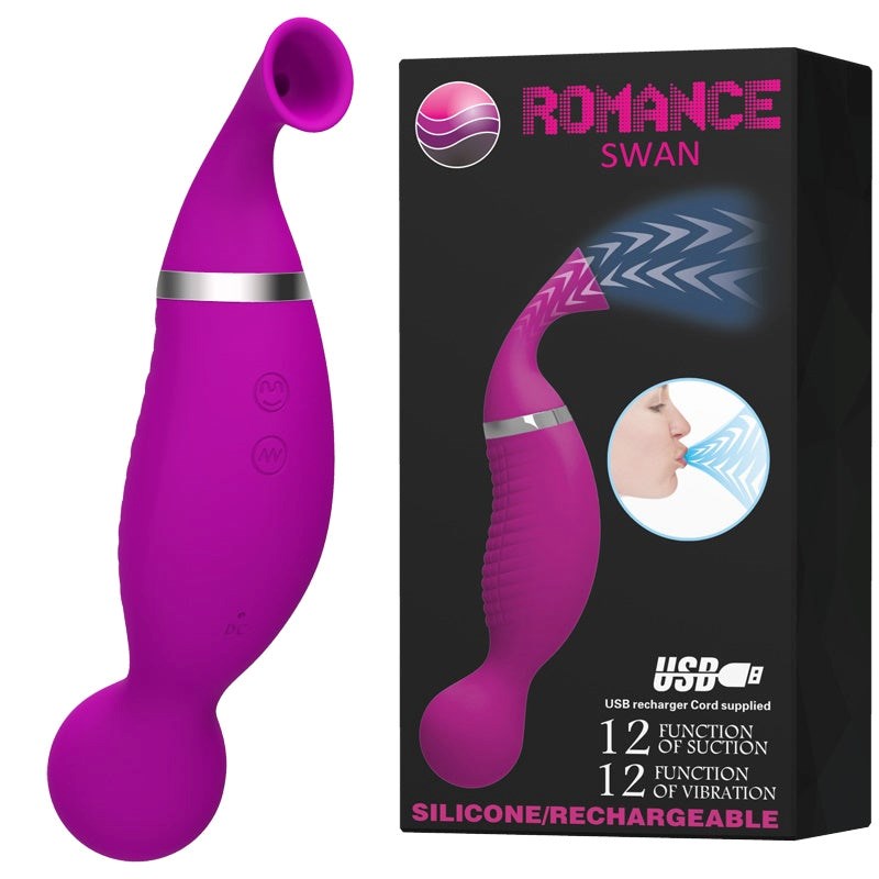 Romance Swan Dual Function Vibrator and Sucker - - Clit Ticklers and Pulsators