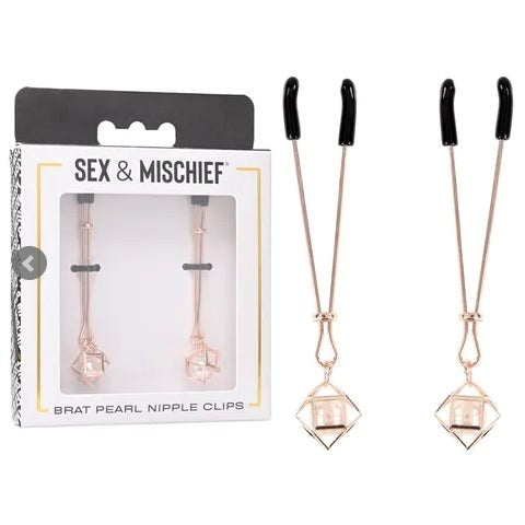 S&M Brat Pearl Nipple Clips - - Nipple and Clit Clamps