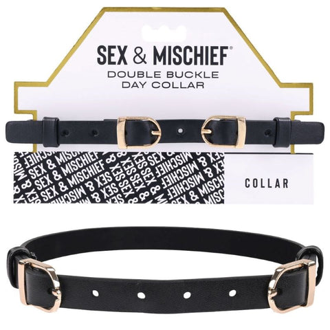 Sex and Mischief Double Buckle Day Collar by Sportsheets - Collars and Leads