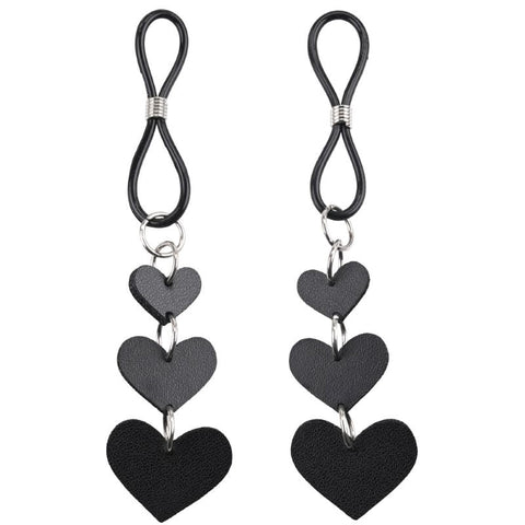 S&M Heart Leather Nipple Ties by Sportsheets - Nipple and Clit Clamps