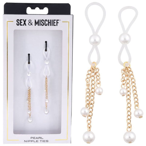 S&M Pearl Nipple And Clit Ties by Sportsheets - Nipple and Clit Clamps