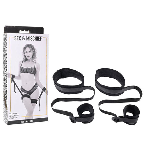 Sex and Mischief Brat Thigh and Wrist Cuffs by Sportsheets - Cuffs and Restraints