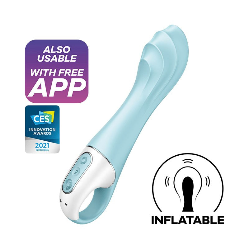 Satisfyer Air Pump Vibrator 5 Blue - - Remote Control Vibrators