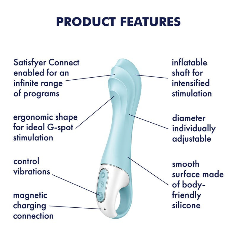 Satisfyer Air Pump Vibrator 5 Blue - - Remote Control Vibrators