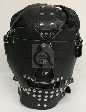 Sensory Deprivation Hood Studded Faux Leather by BDStyle - Bondage Hoods