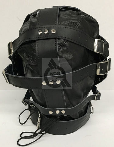 Sensory Deprivation Hood Studded Faux Leather by BDStyle - Bondage Hoods