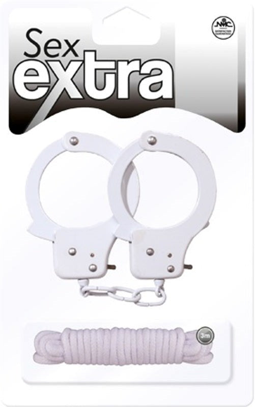 Sex Extra Metal Cuffs & Love Rope Kit Set - - Cuffs And Restraints