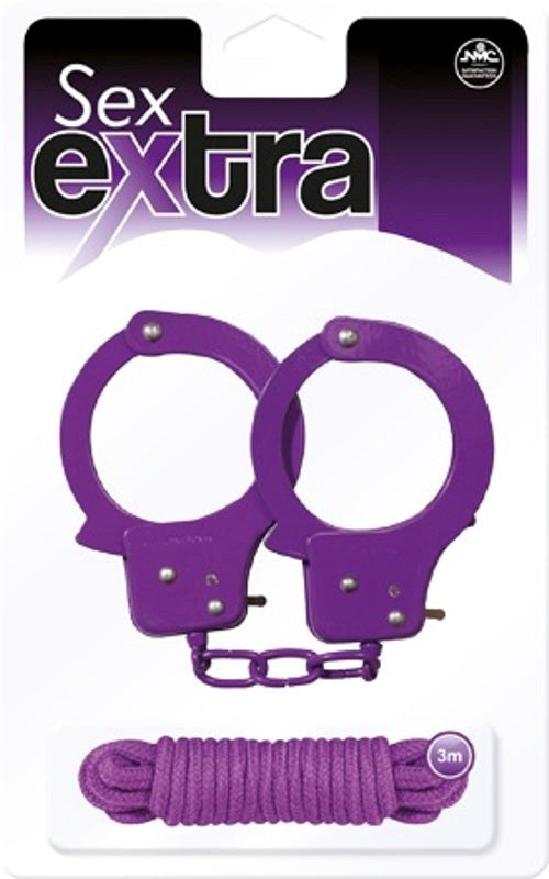 Sex Extra Metal Cuffs & Love Rope Kit Set - - Cuffs And Restraints