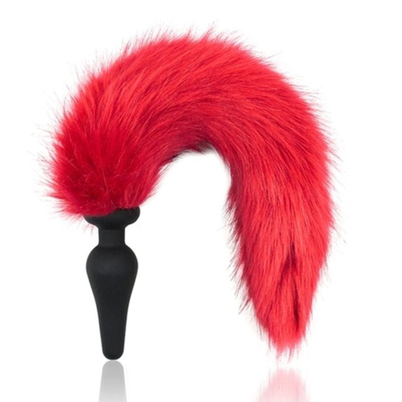 Silicone Anal Plug With Red Faux Fox Tail - - Fancy Dress Ups