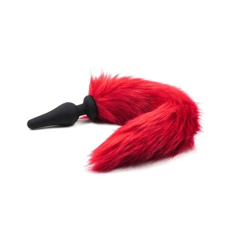 Silicone Anal Plug With Red Faux Fox Tail - - Fancy Dress Ups