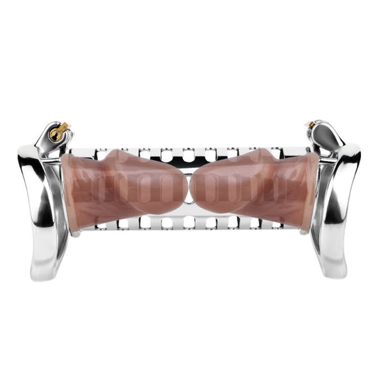 BDStyle Metal Double Ended Chastity Cage Bent Ring