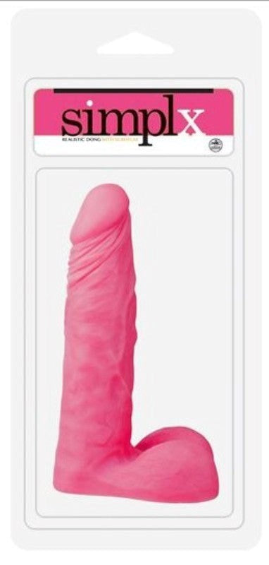 Simplx Realistic 8 inch Dong with Scrotum Pink - - Realistic Dildos