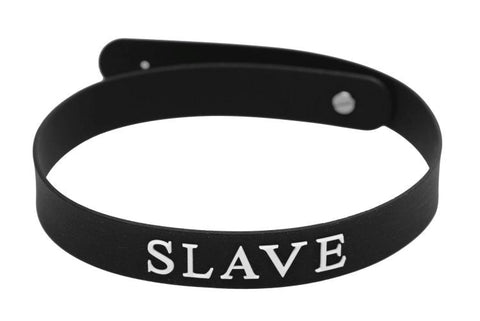 Slave Black Silicone Bondage Collar by XR Brands - Collars and Leads