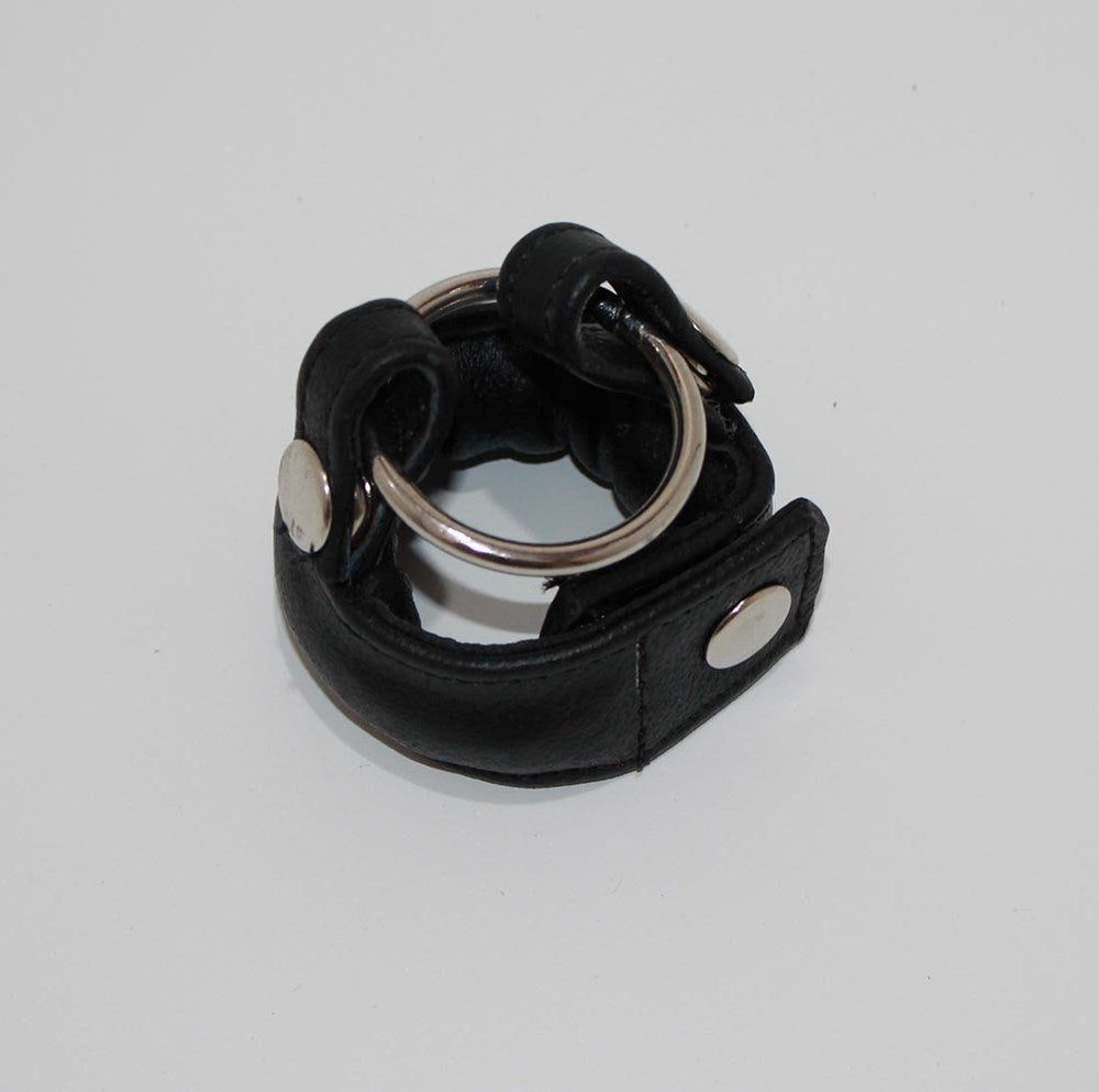 Slick Weighted Cock Ring in Leather - - Ball And Cock Toys