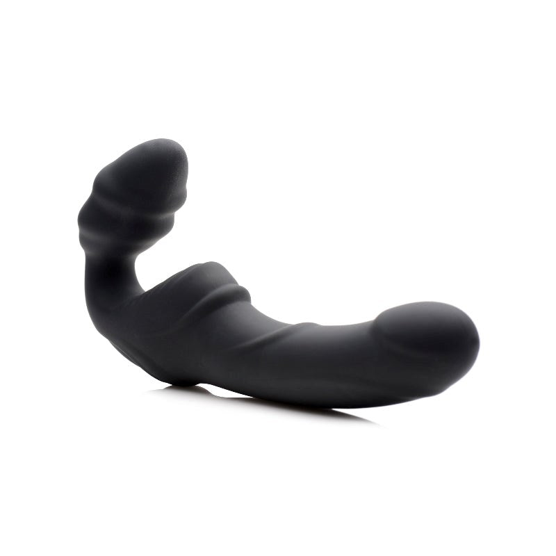 Slim Rider Ribbed Vibrating Silicone Strapless Strap On - - Strap On Sextoys