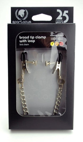Adjustable Broad Tip Clamps with Loop Link Chain - Breast and Nipple Toys