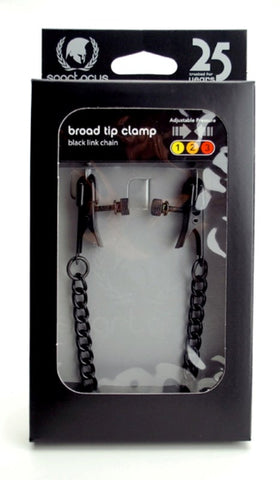 Spartacus Broad Tip Nipple Clamps With Chain - Nipple and Clit Clamps