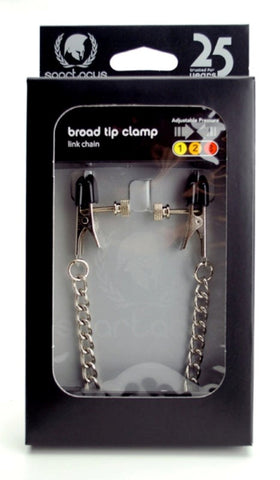 Spartacus Broad Tip Nipple Clamps With Chain - Nipple and Clit Clamps