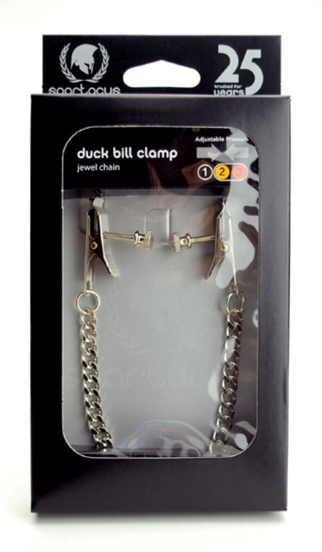 Spartacus Adjustable Duck Bill Clamps with Jewel Chain - - Breast and Nipple Toys