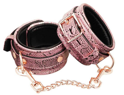 Pink Snake Microfiber Wrist Cuffs by Spartacus - Cuffs and Restraints