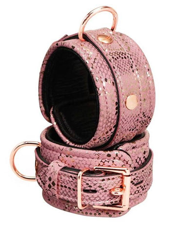 Pink Snake Microfiber Wrist Cuffs by Spartacus - Cuffs and Restraints