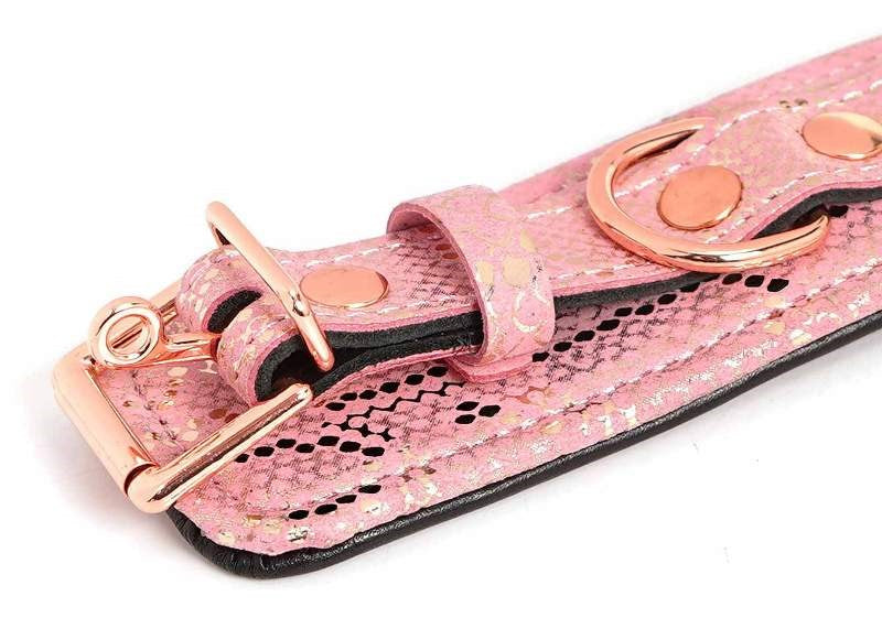 Spartacus Pink Snake Microfiber Wrist Cuffs - - Collars And Cuffs