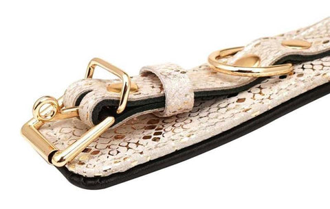 White Snake Print Microfiber Wrist Restraints by Spartacus - Cuffs and Restraints