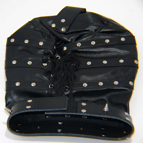 Adjustable Spiked Bondage Hood Leather by BDStyle - Bondage Hoods