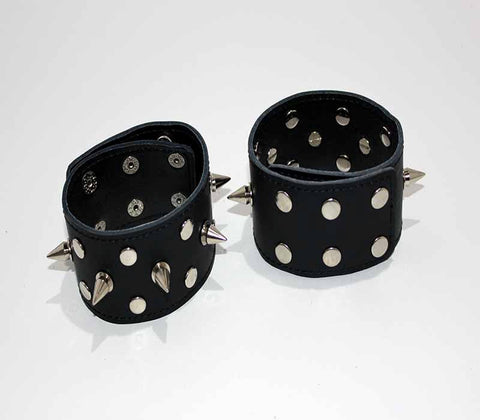 Spiked Leather Ankle Cuffs With Studs by BDStyle - Collars and Leads