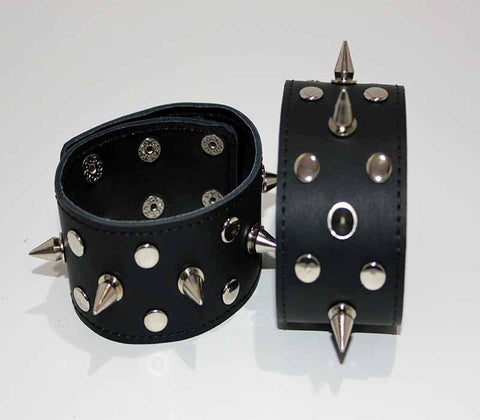 Spiked Leather Ankle Cuffs With Studs by BDStyle - Collars and Leads