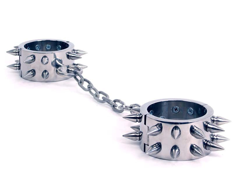 Spiked Metal Wrist Shackles - - Collars And Cuffs