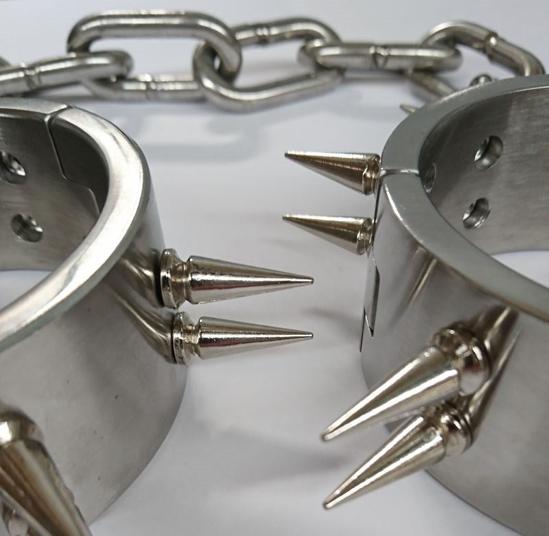 Spiked Steel Ankle Cuffs - - Collars And Cuffs