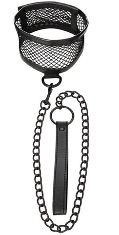 Fetish-Inspired Fishnet Collar and Leash Set - Collars and Leads
