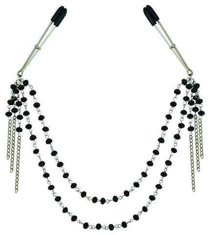 Midnight Black Jeweled Nipple Clips by Sportsheets - Breast and Nipple Toys