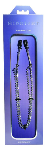 Midnight Bling Nipple Clips by Sportsheets - Nipple and Clit Clamps