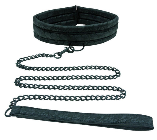 Sportsheets Midnight Lace Collar & Leash - - Collars And Cuffs