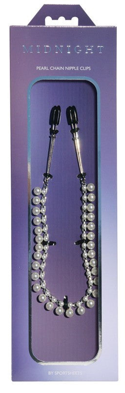 Sportsheets Midnight Pearl Chain Nipple Clips - - Breast and Nipple Toys