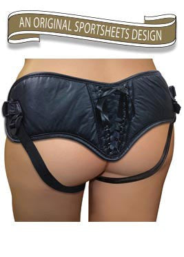 Plus Size Black PVC Corsette Strap-On by Sportsheets - Strap On Sextoys
