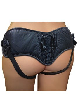 Plus Size Black PVC Corsette Strap-On by Sportsheets - Strap On Sextoys