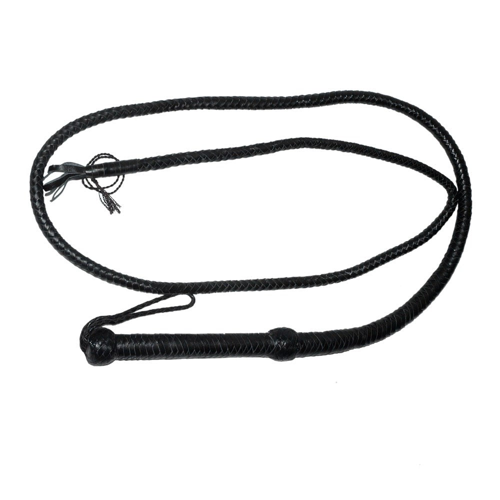 Stockmans Black Leather Whip 250cm - - Whips And Crops